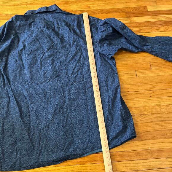 Duluth Trading Shirt Mens XXL Organic Cotton Canyoneer Printed Button Blue - Picture 6 of 8
